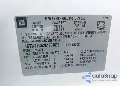 2014 GMC Savana 2500 Work Van from USA, damaged, VIN 1GTW7FCA2E1904673